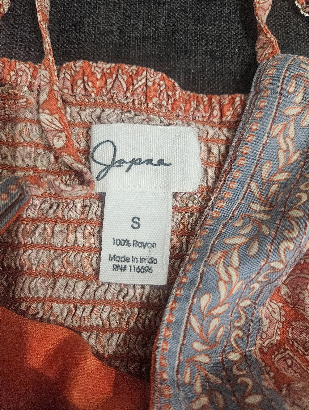 "Japna Boho Orange Blue Floral Rayon Tiered Maxi Sundress Size S" - Picture 2 of 2